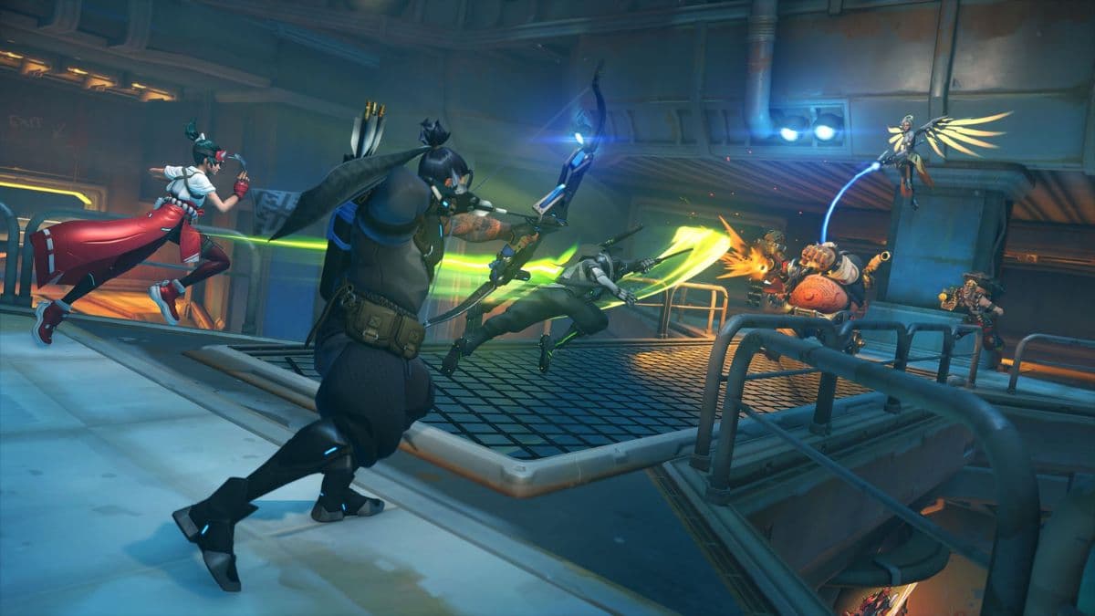 Overwatch 2 characters running at each other
