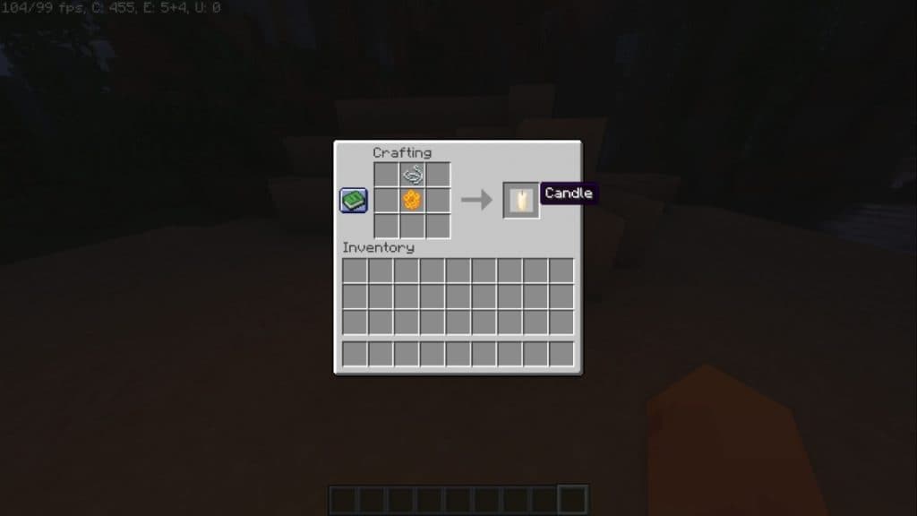 Recipe for a candle in Minecraft.