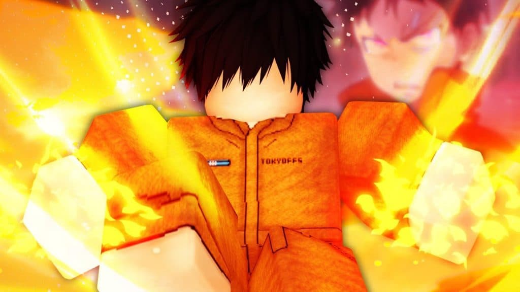 A character using their fire ability in Roblox Fire Force Online.