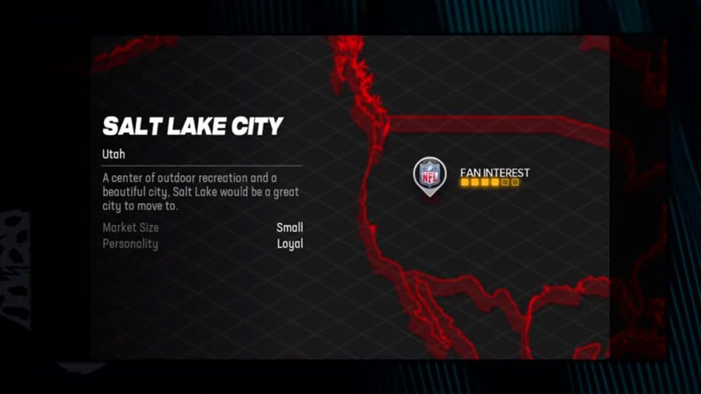 Salt Lake City as a relocation point in Madden 24