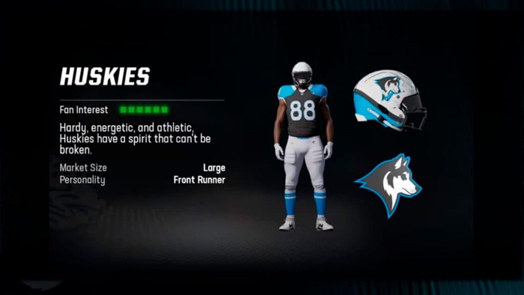Huskies logo and uniforms in Madden 24