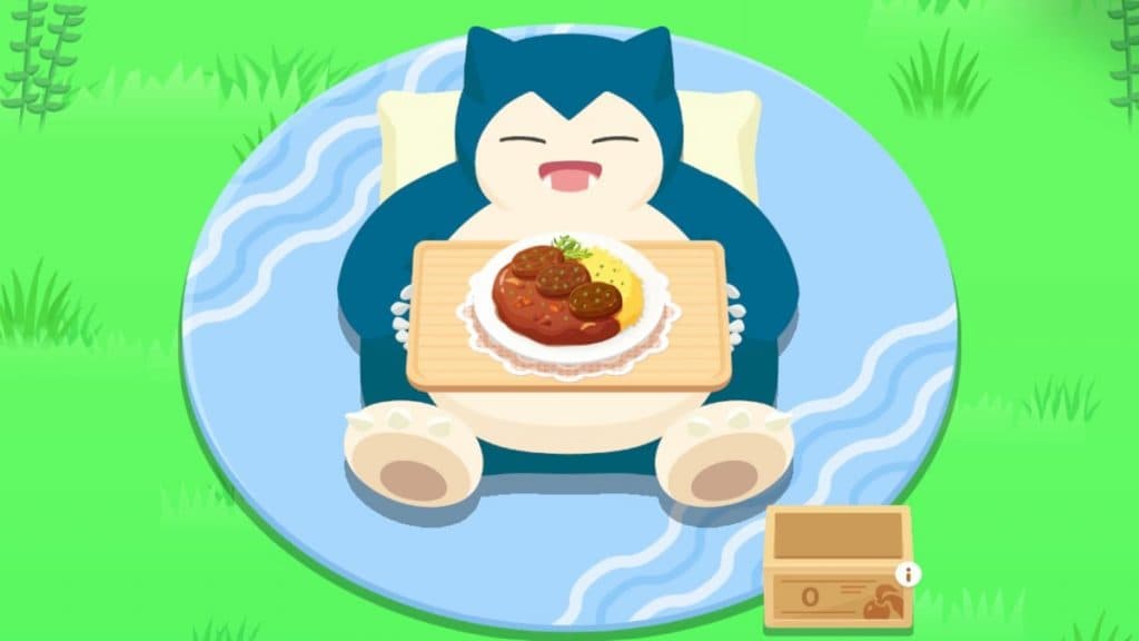 pokemon sleep snorlax enjoying a cooked dish