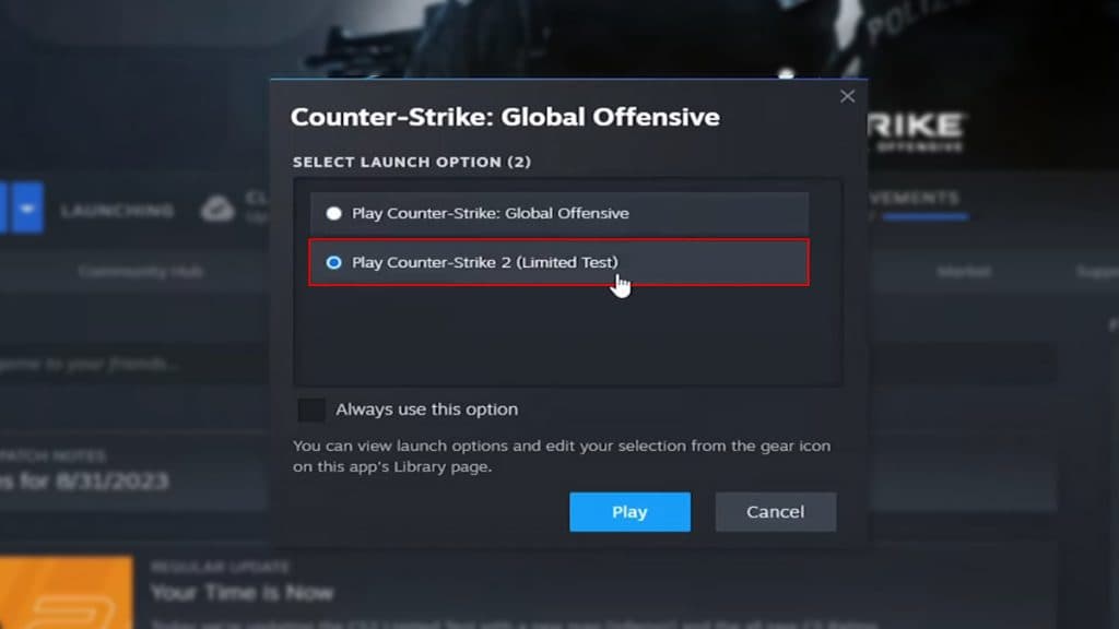 Counter Strike 2 beta playtest selection