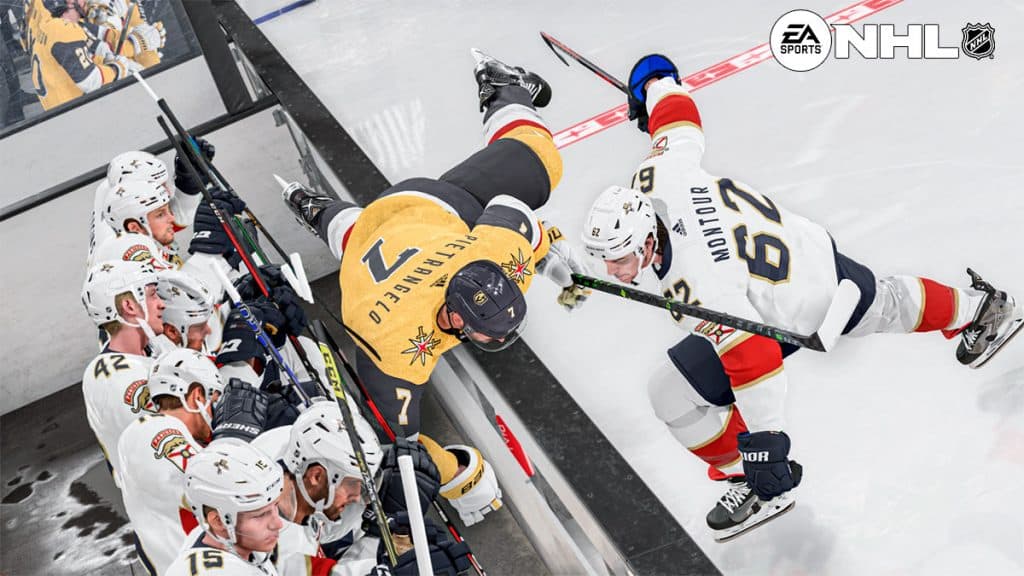 Defender send the attacker to the bench after a collision in NHL 24.