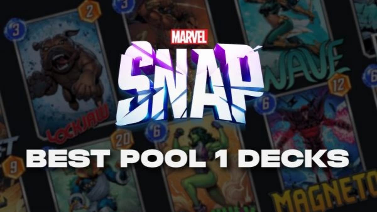 Marvel Snap logo with various cards behind it.