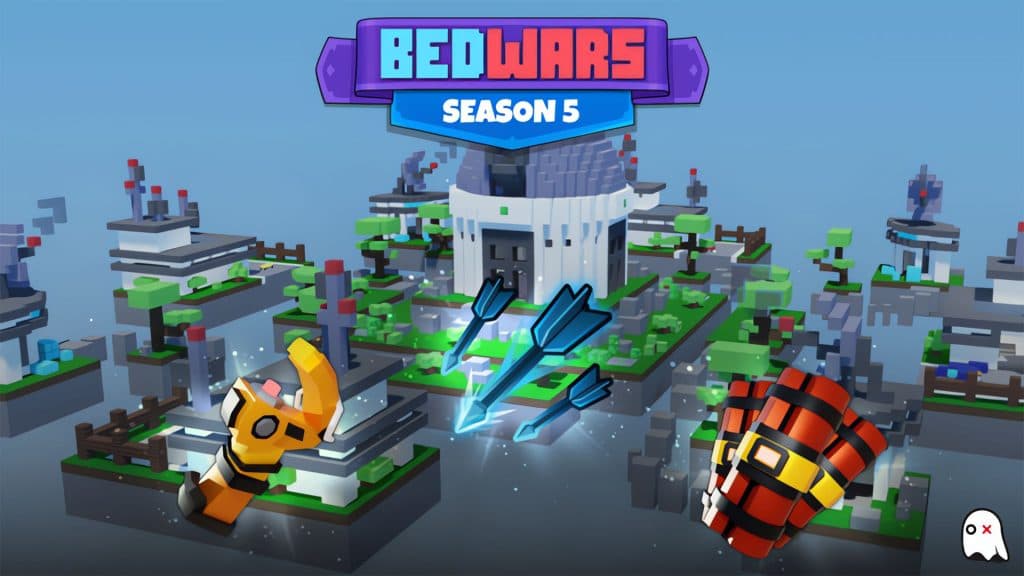 Islands and various items in Roblox Bedwars.