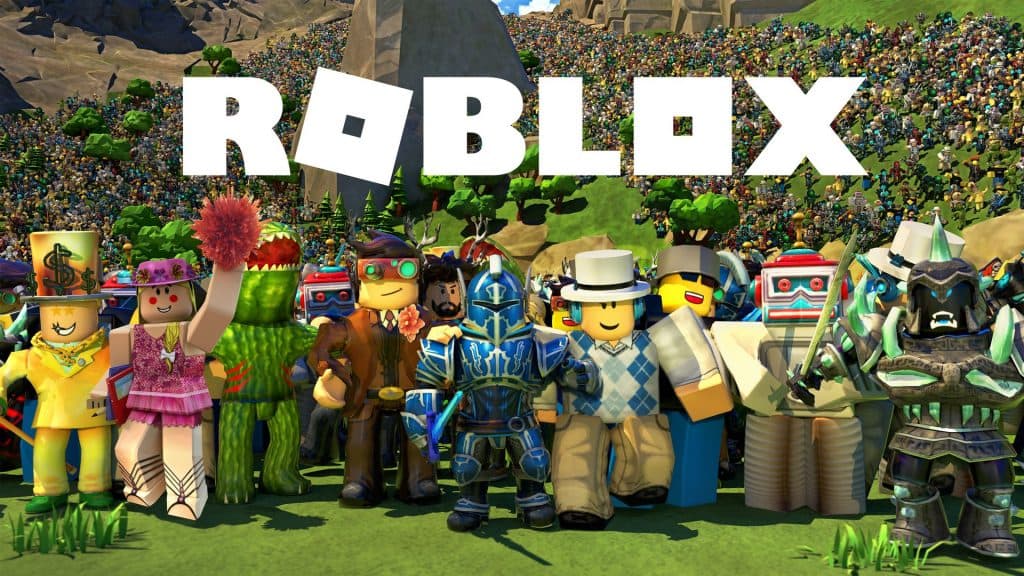 Various Roblox characters standing.