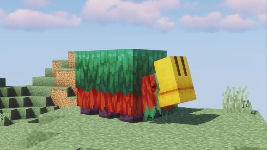 A Minecraft Sniffer "sniffing".