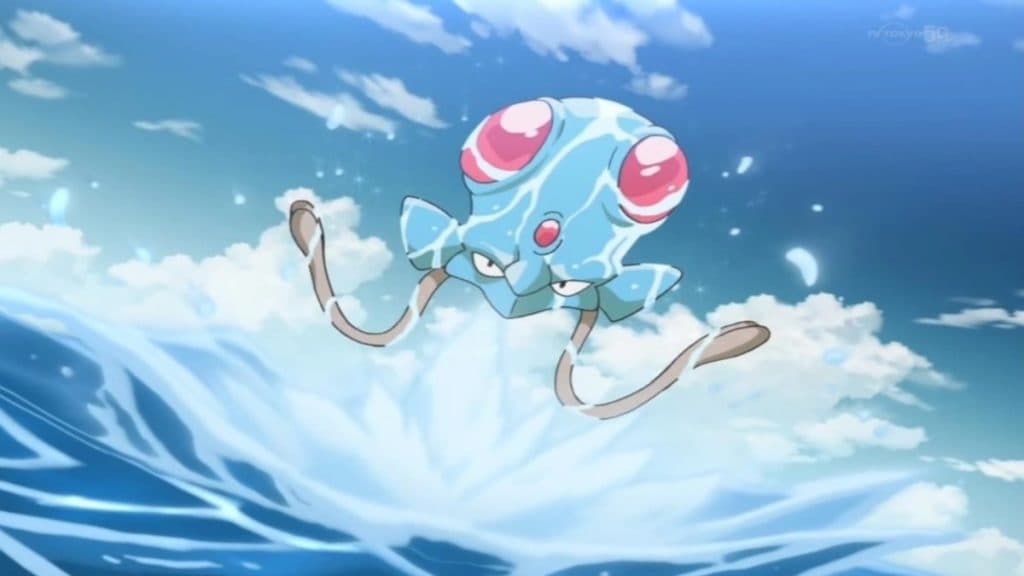 Pokémon Go Spotlight Hour species Tentacool leaping out of the water