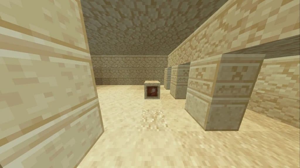 Suspicious sand in a desert temple in Minecraft.