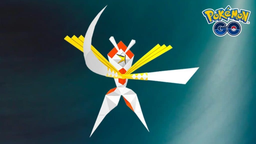 pokemon go kartana image with in-game steel-type background