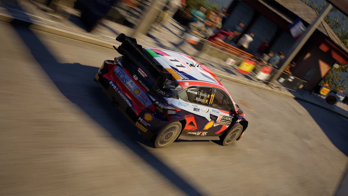 Rally car driving in track in EA Sports WRC