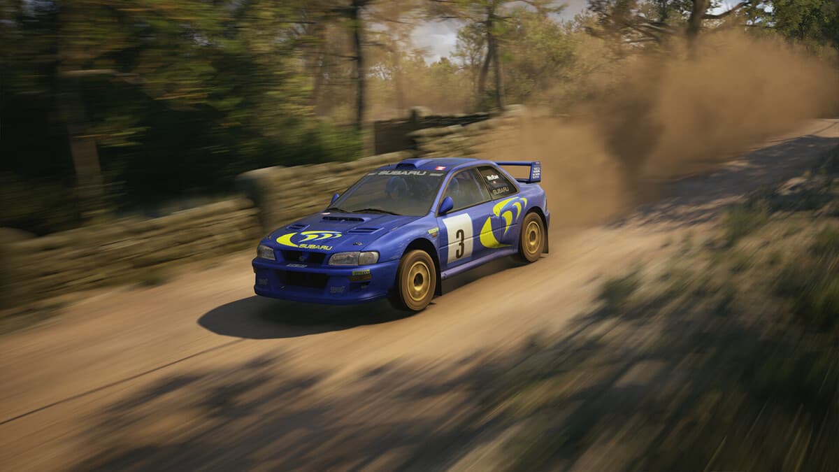 Rally car racing and leaving a pile of dirt behind in EA Sports WRC