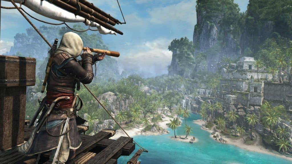 Edward looking with his spyglass in Assassin's Creed Black Flag