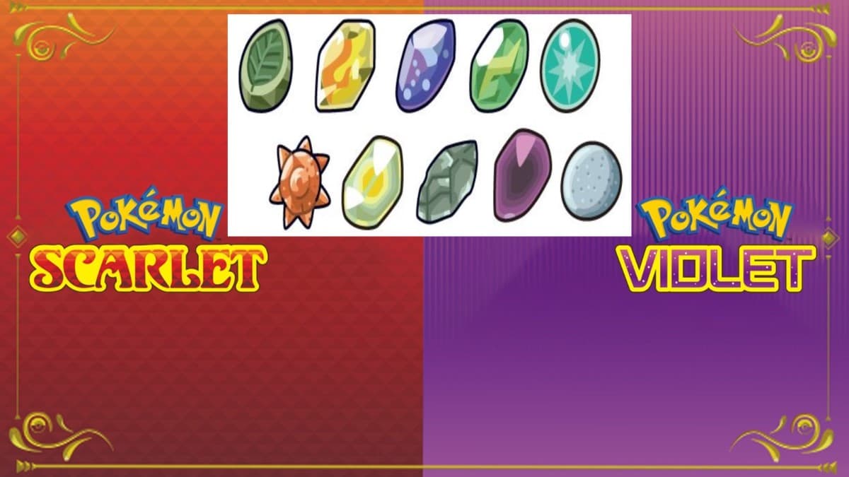 pokemon scarlet and violet evolution stones promo image