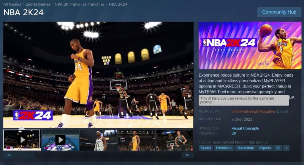 NBA 2K24 page on Steam