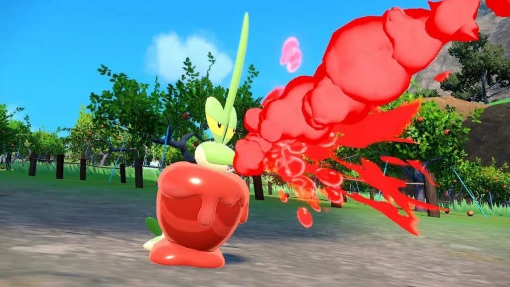 dipplin using an attack in pokemon scarlet and violet teal mask dlc