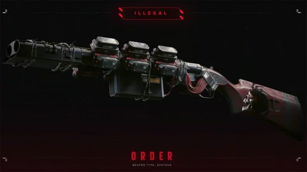 The Order shotgun in Cyberpunk 2077 Phantom Liberty