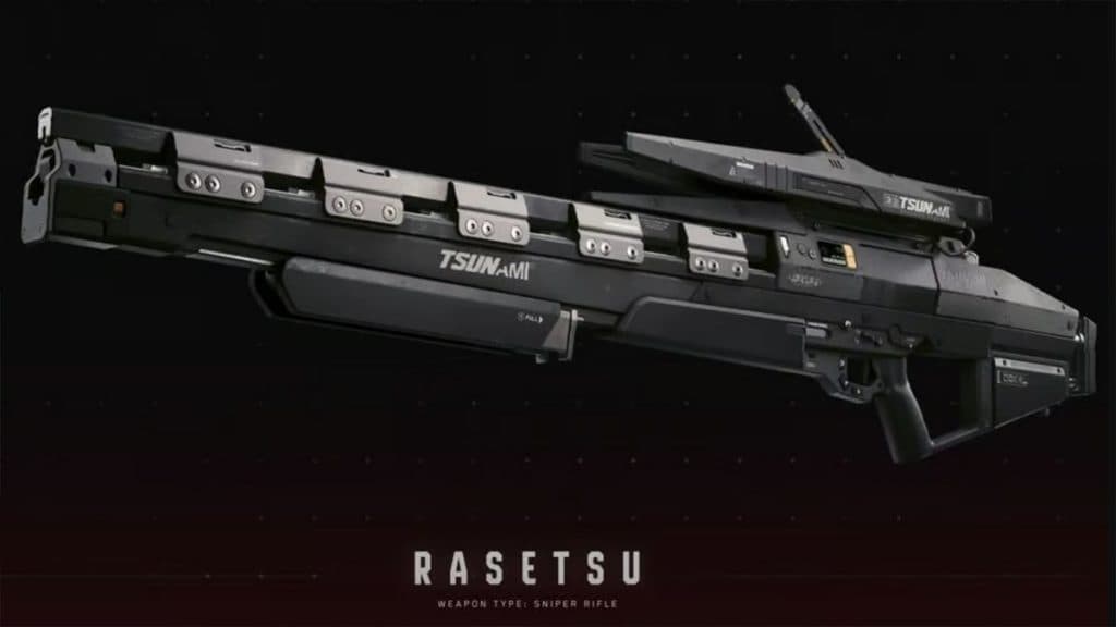 The Rasetsu sniper rifle in Cyberpunk 2077 Phantom Liberty