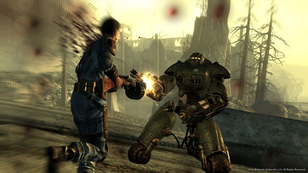 fallout 3 character shooting an enemy