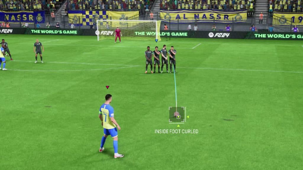 Ronaldo taking a free kick in EA FC 24