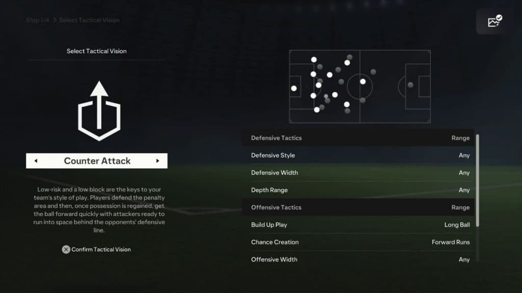 Counter Attack Tactical Vision in EA FC 24 Career Mode