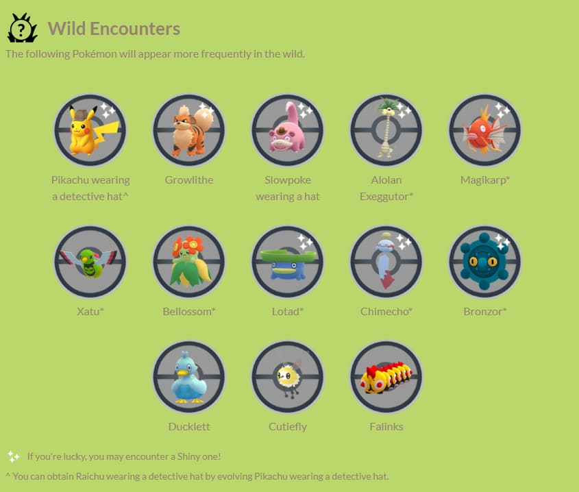 Wild encounters, event Detective Pikachu