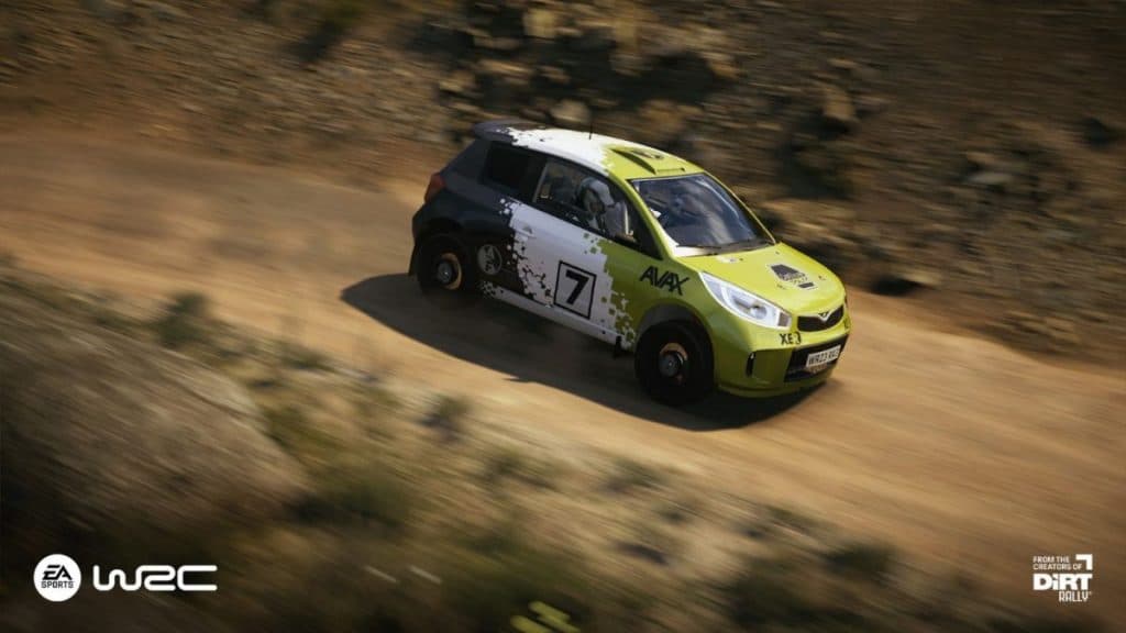 rally car with avax livery in ea sports wrc