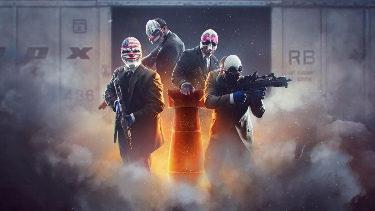 Four clowns with guns in their hands in Payday 3