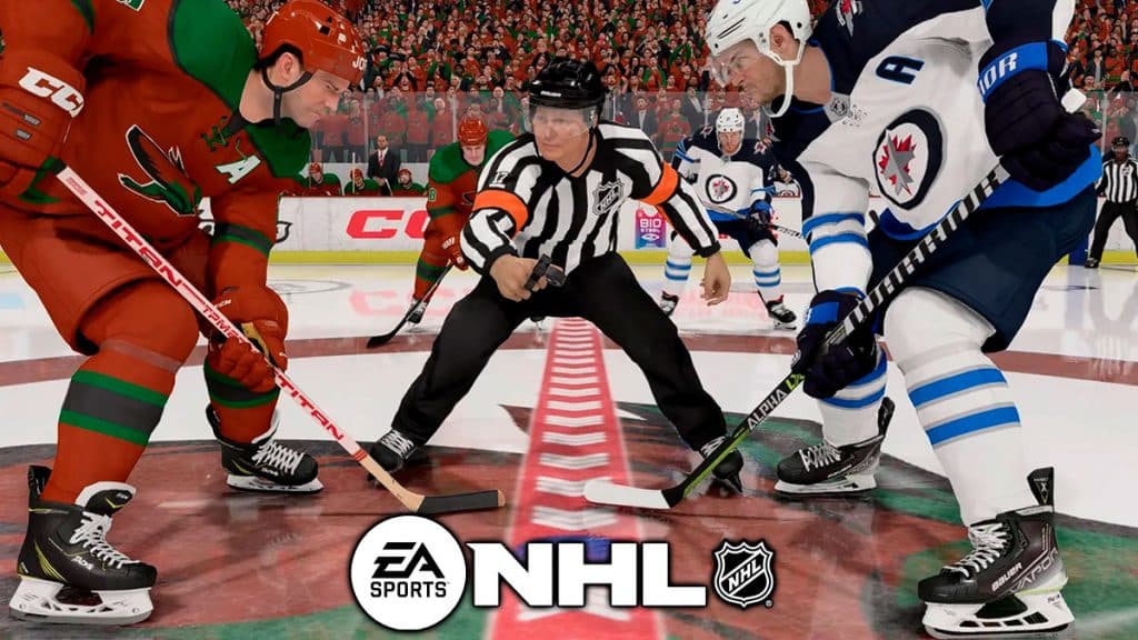 NHL 24 referee beginning a match