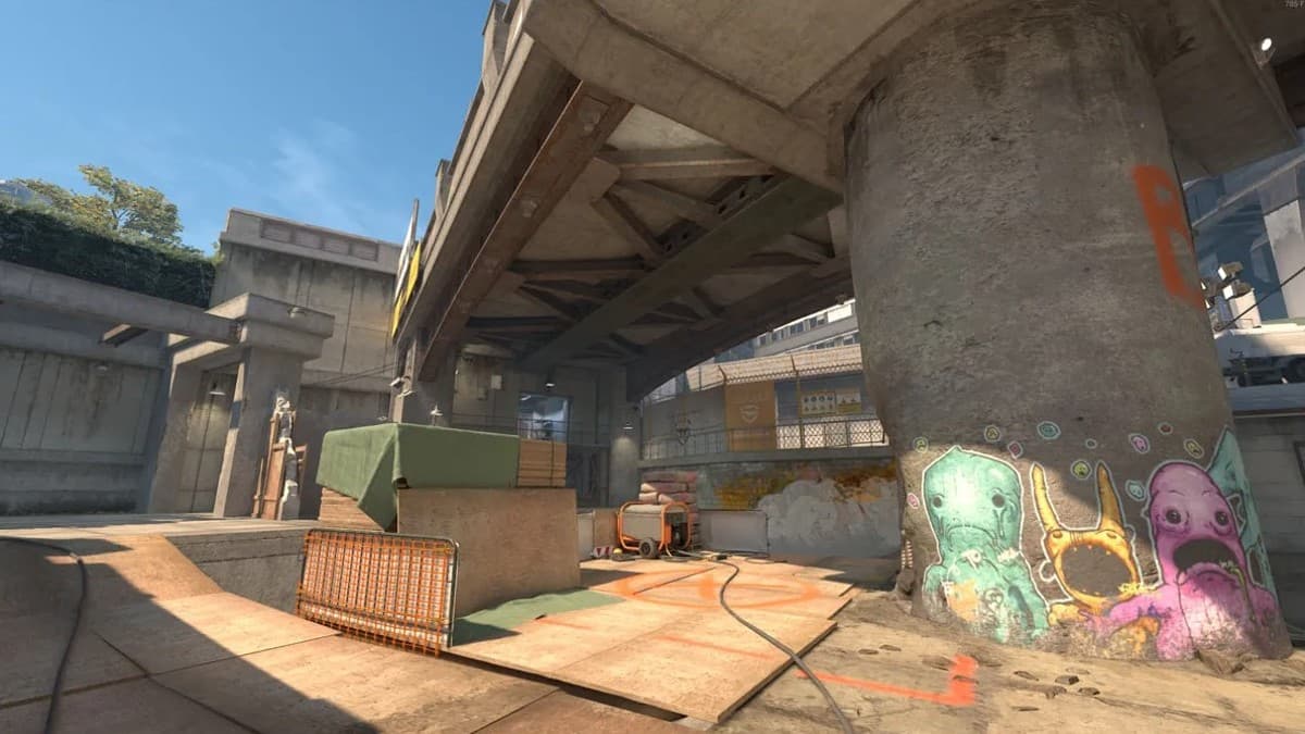 The B bomb site in Overpass for CS2