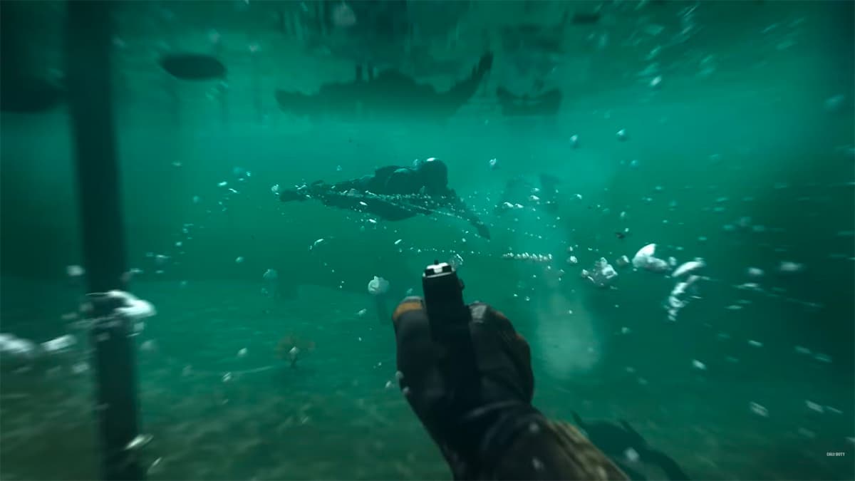 Warzone player aiming underwater
