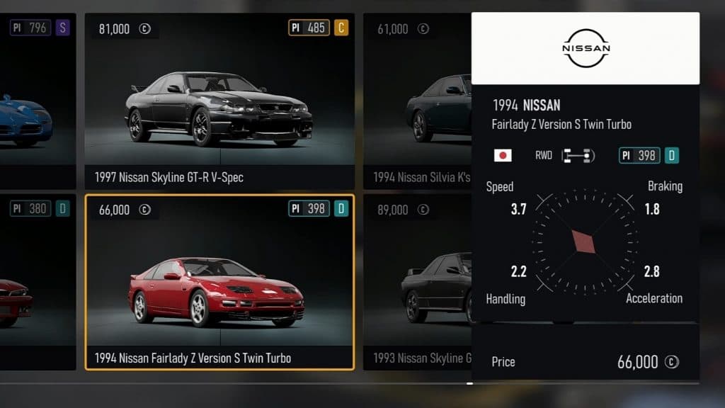 In-game menu image of Forza Motorsport Nissan Fair Lady
