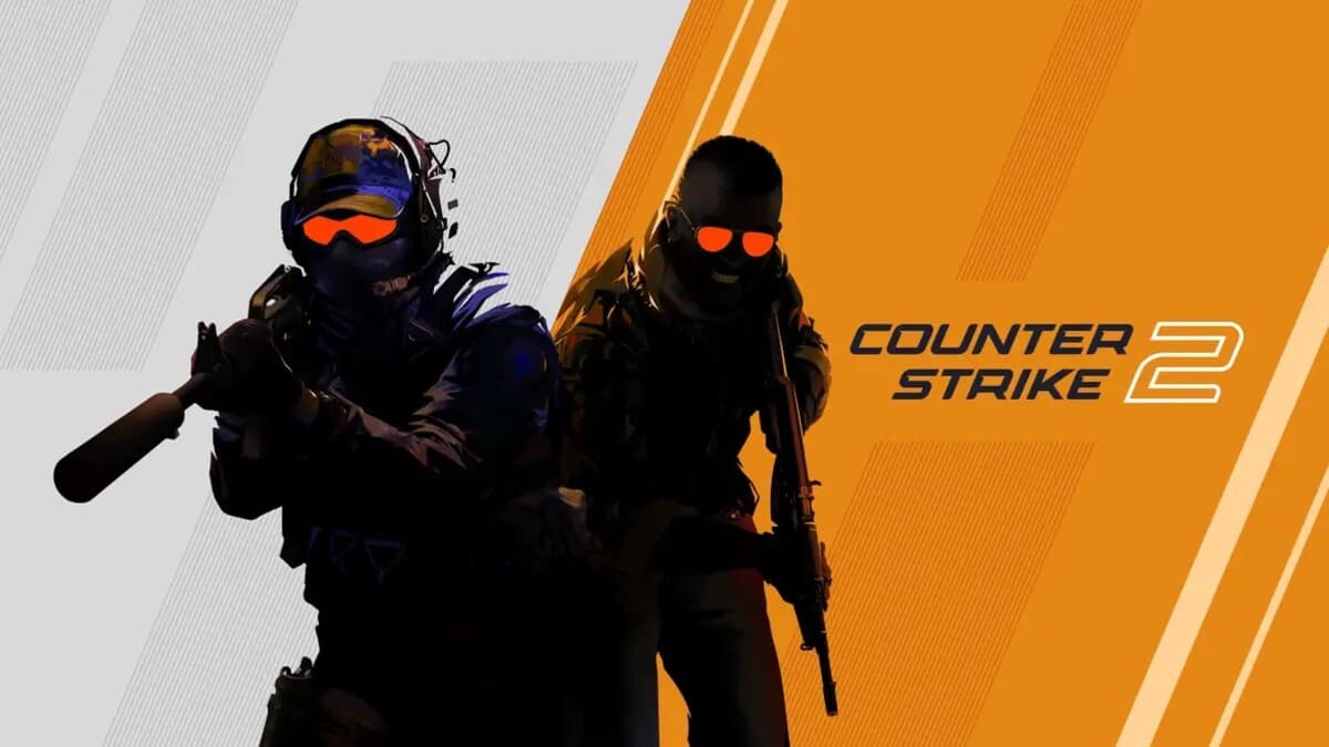 A CT and T character holding guns in CS2's release poster