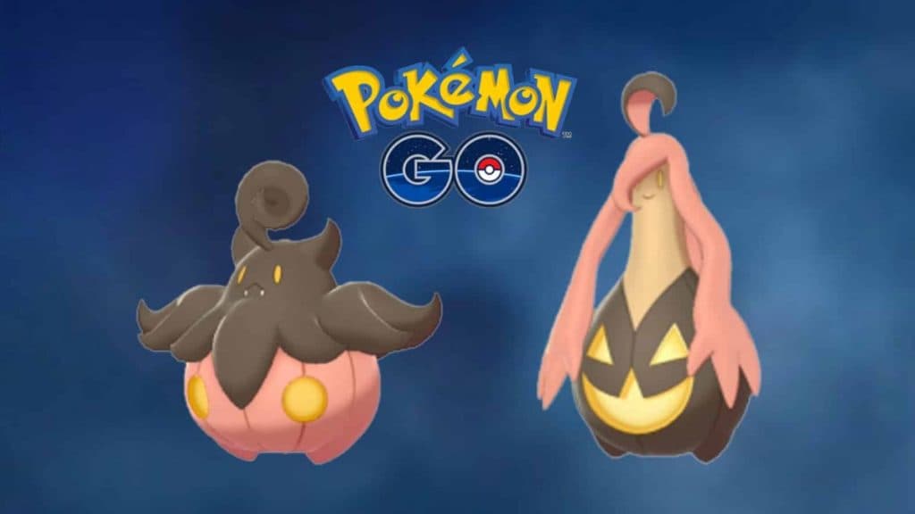 pokemon go ghost/grass-type species pumpkaboo and its evolution gourgeist
