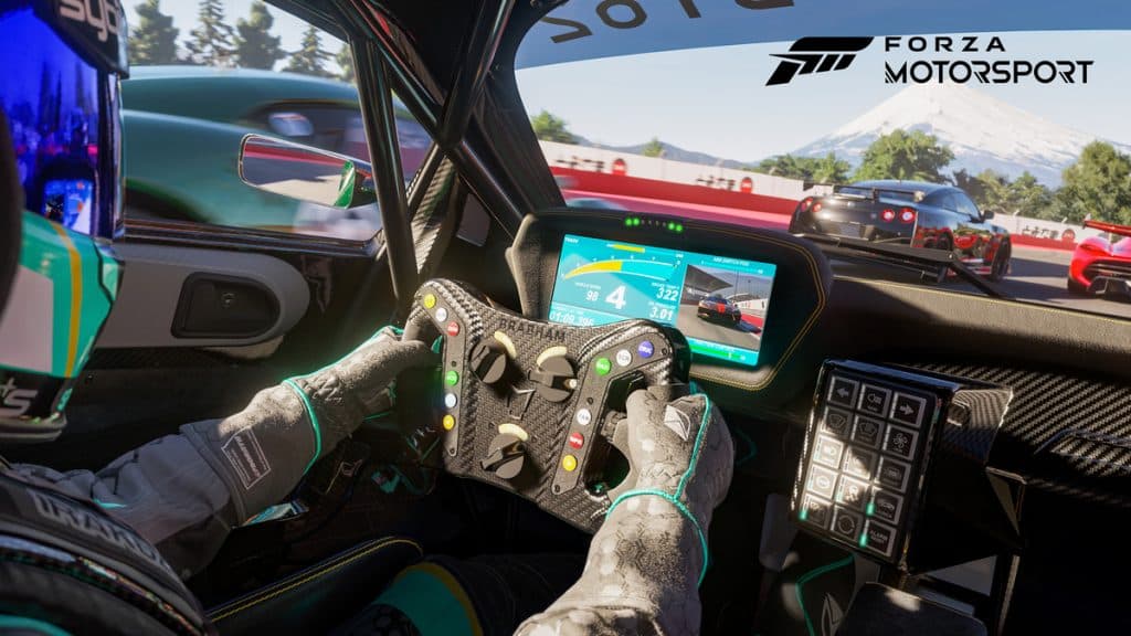 Cockpit view driving in Forza Motorsport