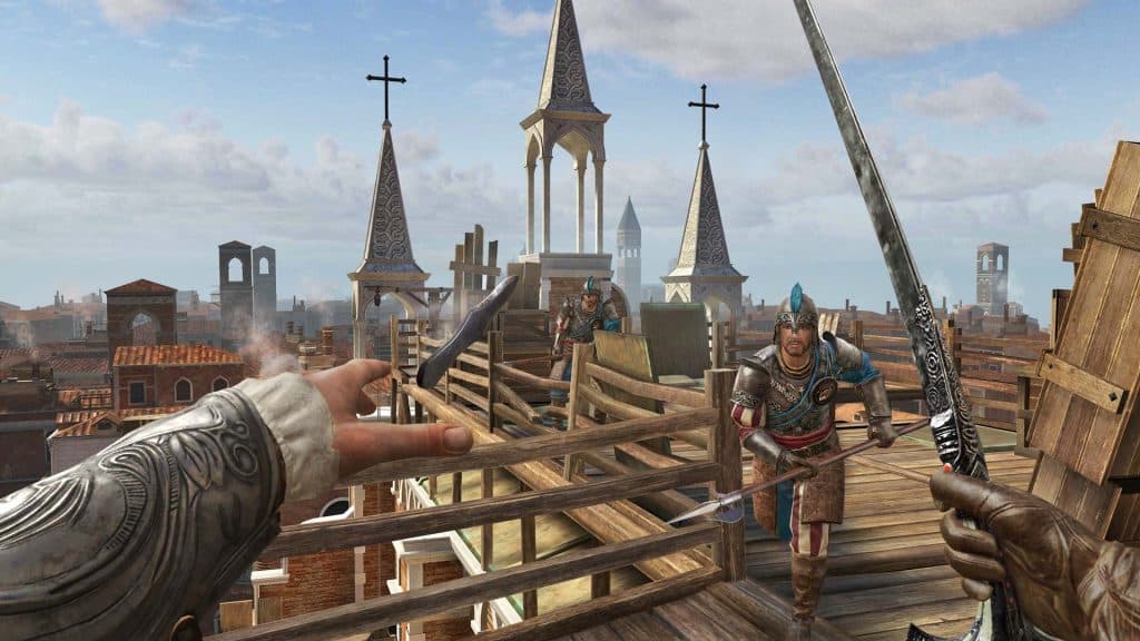 Ezio with sword in Assassin's Creed Mirage