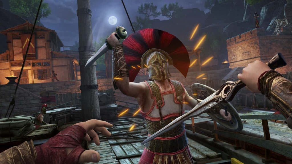 Kassandra sword fighting in Assassin's Creed Nexus