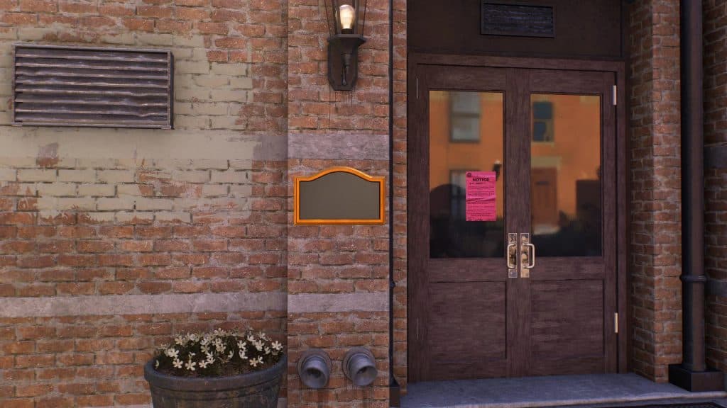 An empty plaque on a building in Marvel's Spider-Man 2.