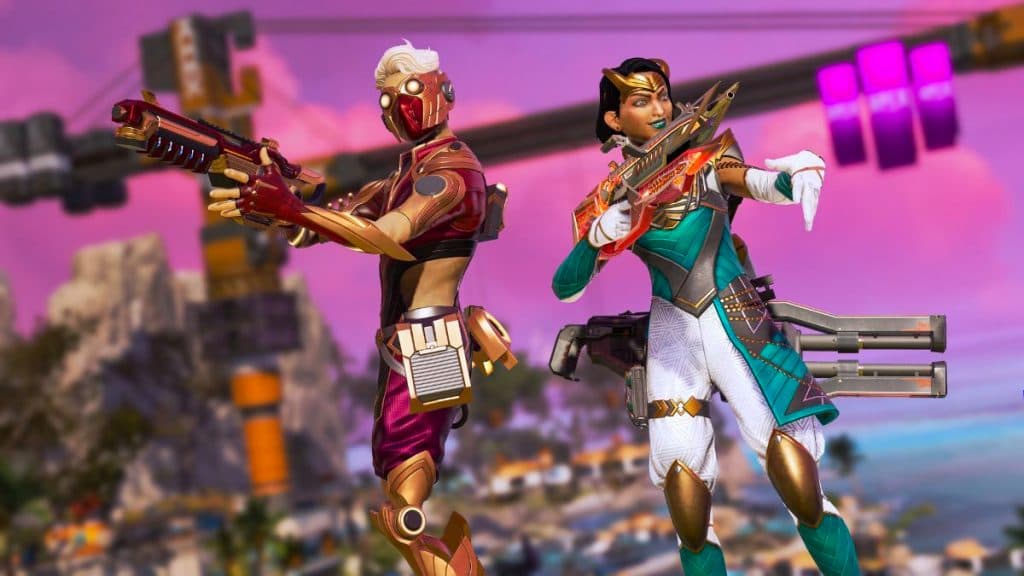 octane and conduit in Apex Legends Season 19 battle pass skins on storm point