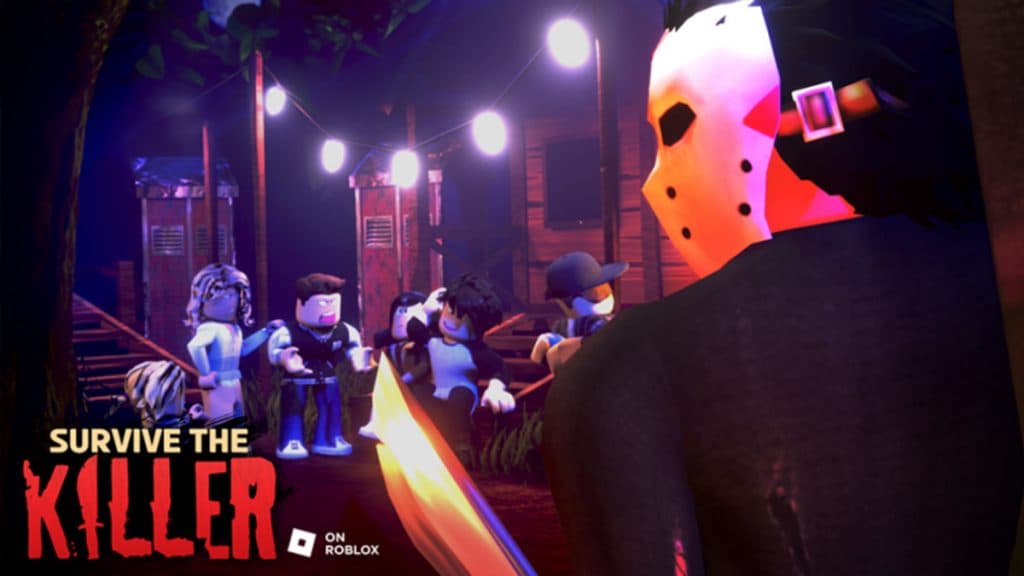 Roblox Survive The Killer thumbnail featuring the killer and players.