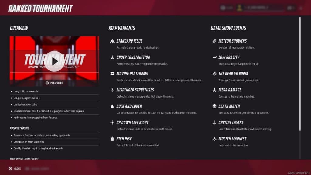 The Finals Ranked Tournament rules screenshot