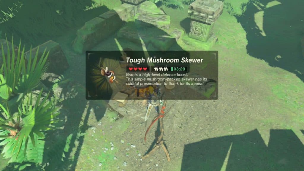 Link standing and cooking on a cooking pot in Zelda Breath of the Wild