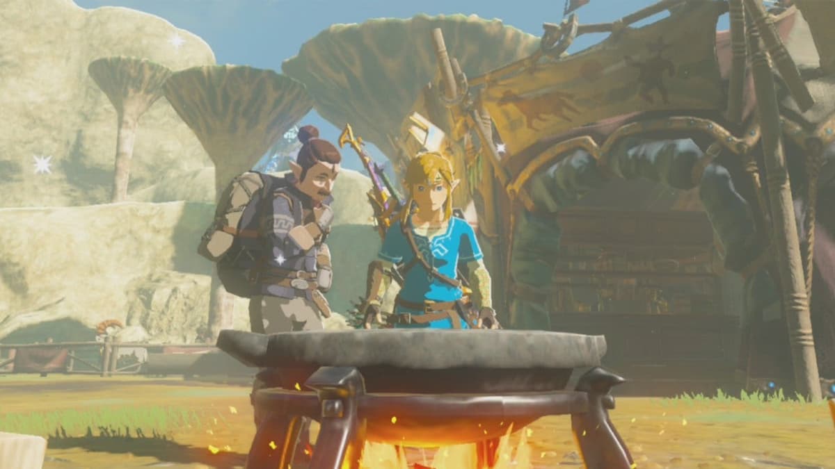 Link cooking pot in Zelda BOTW