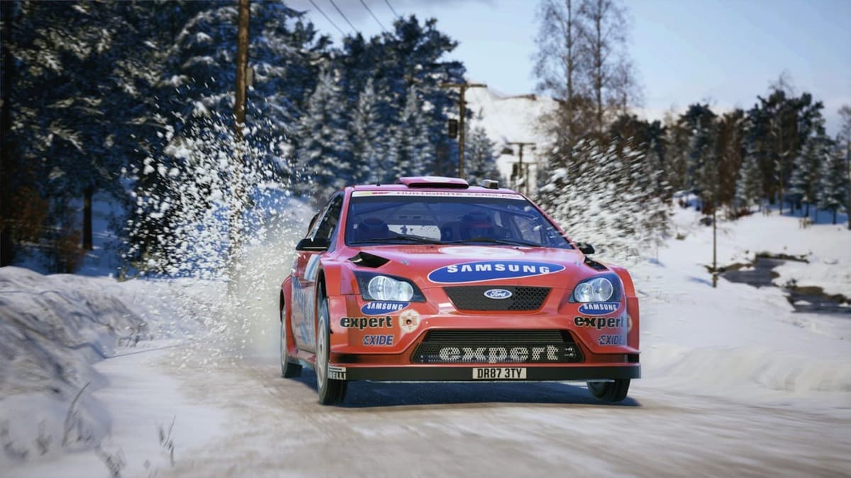 Car racing in snow in EA Sports WRC