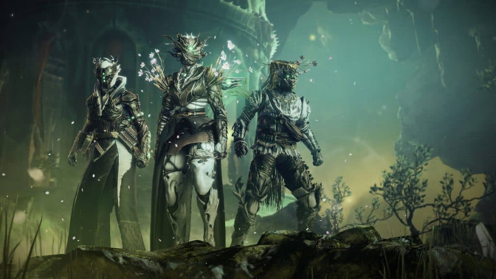 Guardians standing side by side with their seasonal armor in destiny 2