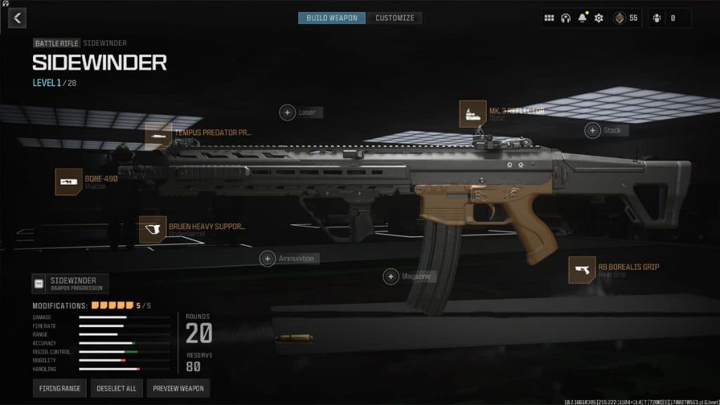 sidewinder loadout attachments in mw3