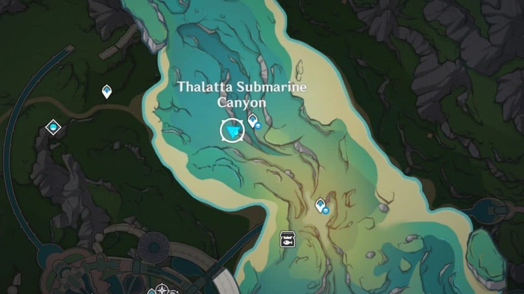 Map if Thalatta Submarine Canyon, Fontaine in Genshin Impact