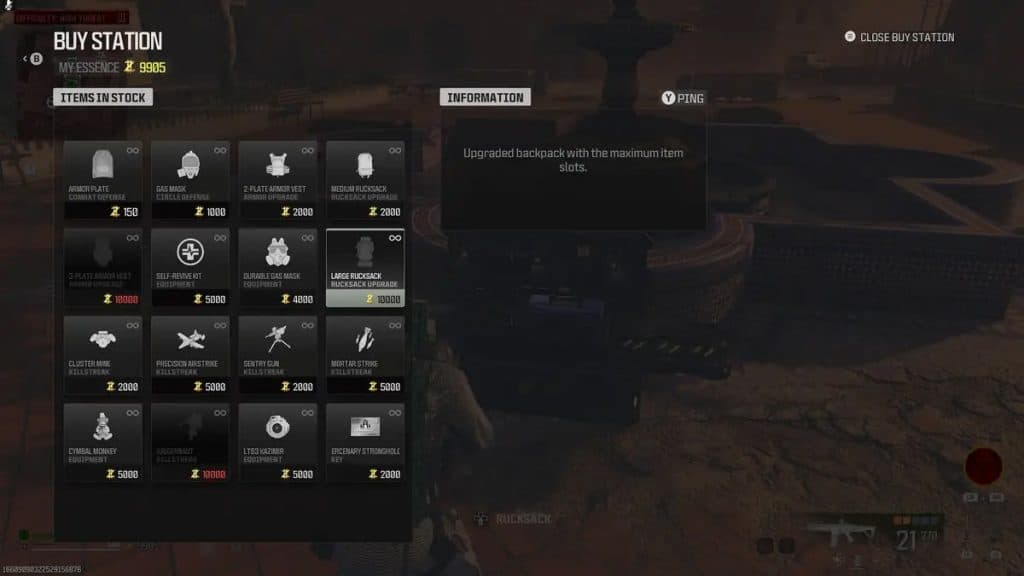 Buying station items in MW3 Zombies