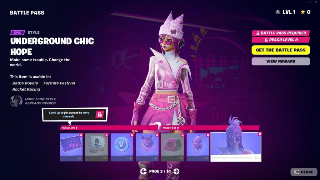 Fortnite Battle Pass Page 2 rewards for Chapter 5 Season 1